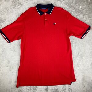 John Ashford Mens‎ Polo Shirt XL Red Texas Logo 100% Cotton Short Sleeve Casual